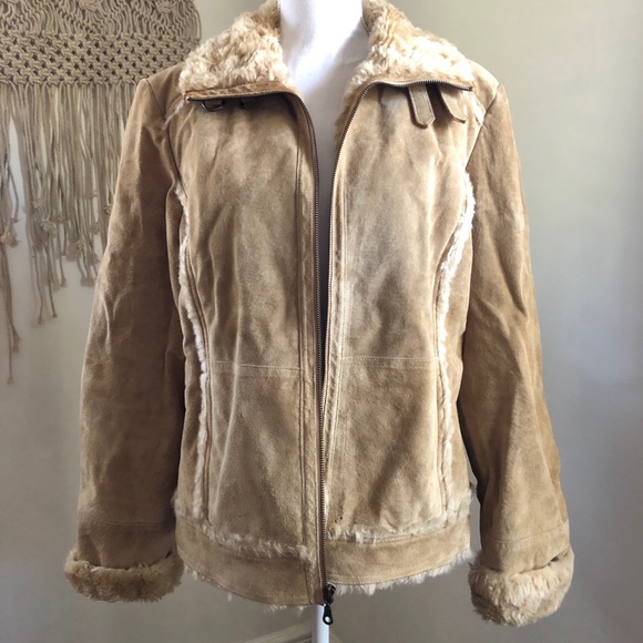 Wilsons Leather Tan Suede Fur Coat - Picture 1 of 7
